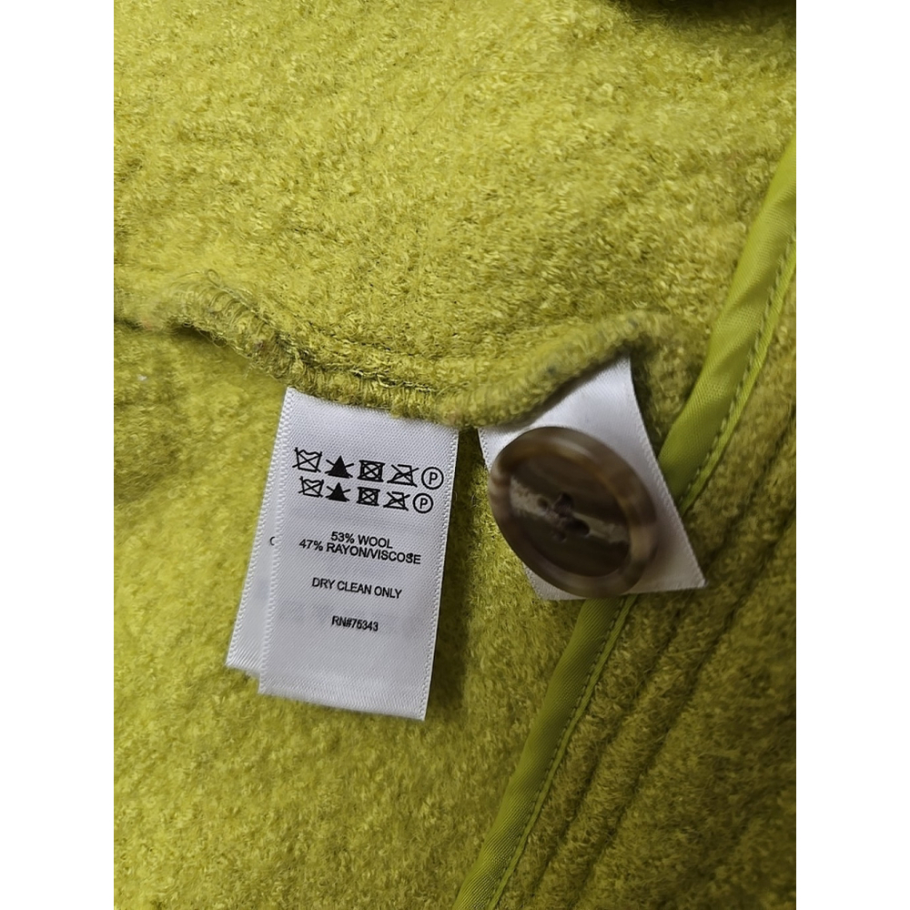 Joie Cropped Fuzzy Wool Blend Jacket Lime Green Boxy Button Front M - Picture 6 of 11